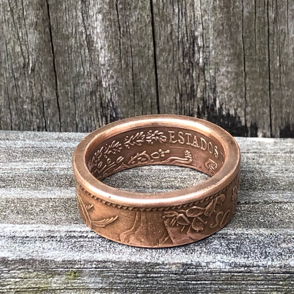 Beautiful handmade Mexican coin ring unique design - Picture 7 of 8
